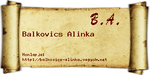 Balkovics Alinka névjegykártya